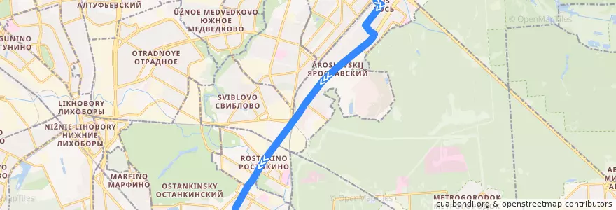 Mapa del recorrido Автобус 375: Платформа Лось => Метро «ВДНХ» de la línea  en Nordöstlicher Verwaltungsbezirk.