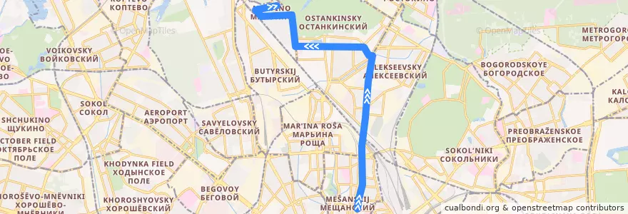 Mapa del recorrido Автобус 379: Аптекарский огород => Гостиница «Останкино» de la línea  en Северо-Восточный административный округ.