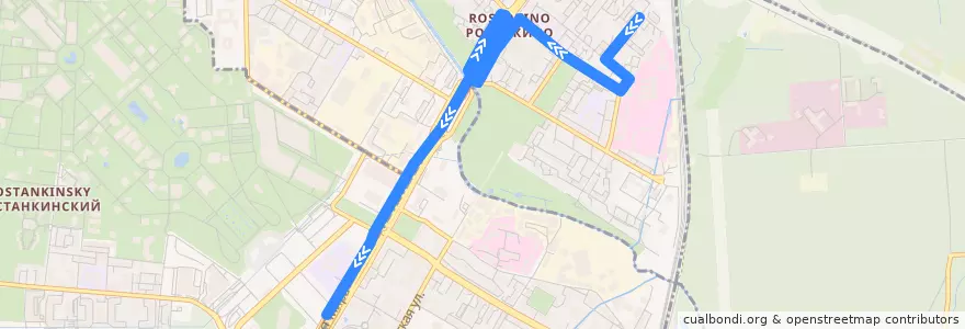 Mapa del recorrido Автобус 496: Городок Моссовета => Метро «ВДНХ» de la línea  en Северо-Восточный административный округ.