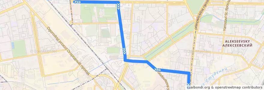 Mapa del recorrido Автобус 561: Телецентр => Метро «Алексеевская» de la línea  en Останкинский район.