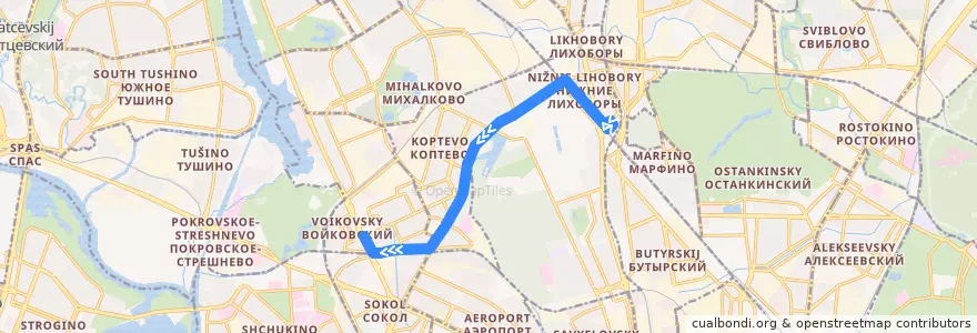 Mapa del recorrido Автобус №461: платформа "Лианозово" - метро "Войковская" de la línea  en Northern Administrative Okrug.