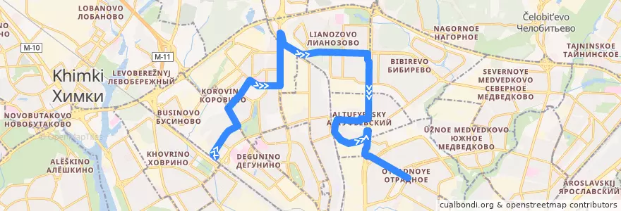 Mapa del recorrido Автобус 571: станция Ховрино - Метро "Отрадное" de la línea  en モスクワ.