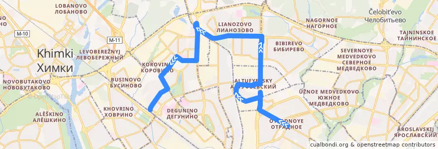Mapa del recorrido Автобус 571: Метро "Отрадное" - станция Ховрино de la línea  en Moskou.