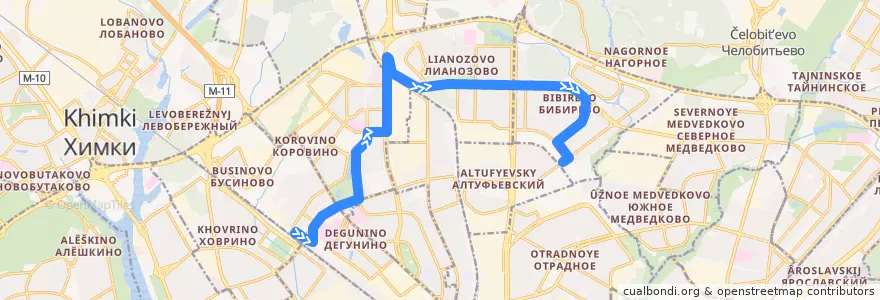 Mapa del recorrido Автобус 592: Станция Ховрино => Метро «Бибирево» de la línea  en Moskou.