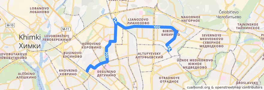 Mapa del recorrido Автобус 592: Метро «Бибирево» => Станция Ховрино de la línea  en Moskou.