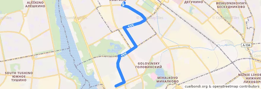 Mapa del recorrido Автобус №594: Петрозаводская улица - метро "Водный Стадион" de la línea  en Северный административный округ.
