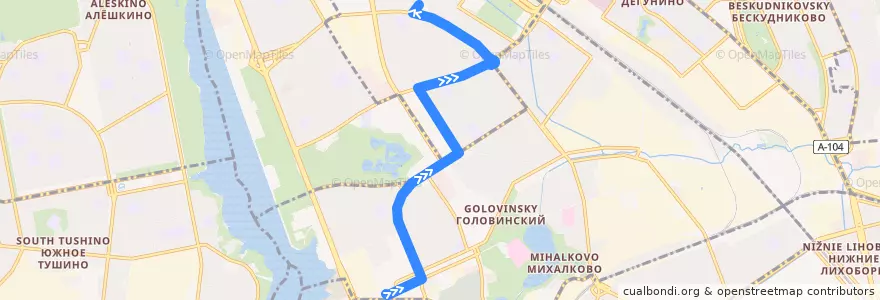 Mapa del recorrido Автобус №594: метро "Водный Стадион" - Петрозаводская улица (западнее) de la línea  en Северный административный округ.