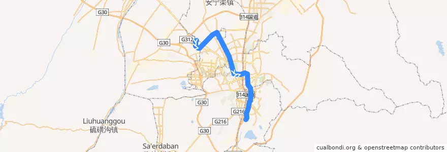 Mapa del recorrido Line 1 de la línea  en 乌鲁木齐市 / Ürümqi / ئۈرۈمچى.