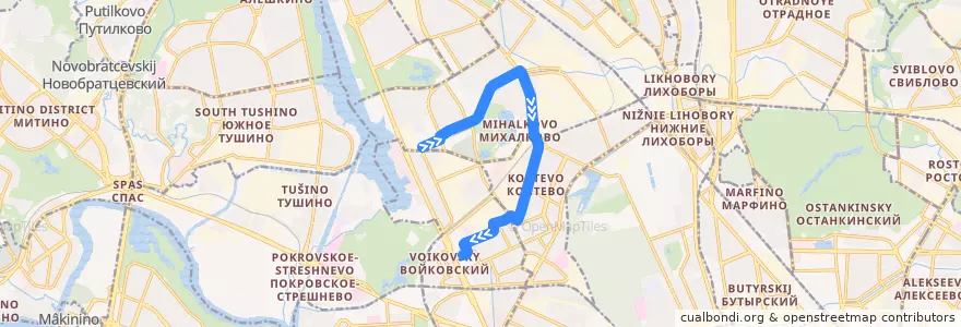 Mapa del recorrido Автобус №888: метро "Водный Стадион" - метро "Войковская" de la línea  en Северный административный округ.