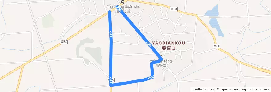 Mapa del recorrido 黃6(繞駛鎮安堂_返程) de la línea  en Distretto di Houbi.