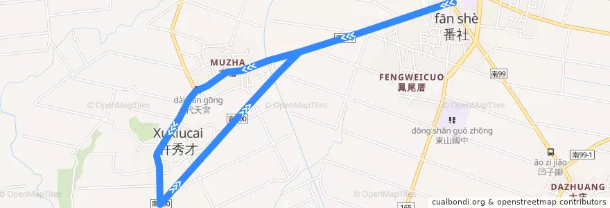 Mapa del recorrido 黃7(繞駛許秀才_往程) de la línea  en Distretto di Dongshan.