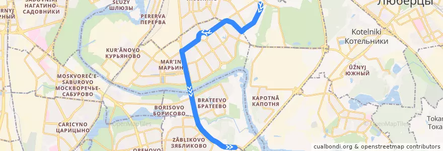 Mapa del recorrido Автобус 541: 14-й микрорайон Марьинского Парка - ТК "Южные ворота" de la línea  en Москва.