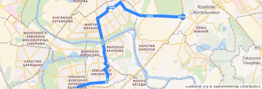 Mapa del recorrido Автобус 965: Рынок Садовод - Метро "Братиславская" - Метро "Домодедово" de la línea  en Moskou.