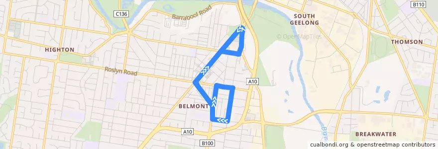 Mapa del recorrido Belmont Village SC - Kalkee Retirement Village de la línea  en City of Greater Geelong.