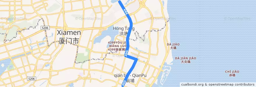 Mapa del recorrido bus 18 de la línea  en Fujian.