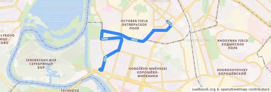 Mapa del recorrido Автобус 253к Метро "Октябрьское поле" - Проспект Маршала Жукова de la línea  en Nordwestlicher Verwaltungsbezirk.