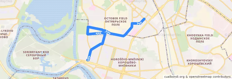 Mapa del recorrido Автобус 253к Проспект Маршала Жукова - Метро "Октябрьское поле" de la línea  en Nordwestlicher Verwaltungsbezirk.