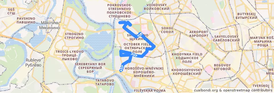Mapa del recorrido Автобус №253: Проспект Маршала Жукова => Щукино de la línea  en Северо-Западный административный округ.