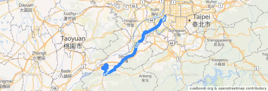 Mapa del recorrido 新北市 705 西門-三峽 (返程) de la línea  en New Taipei.