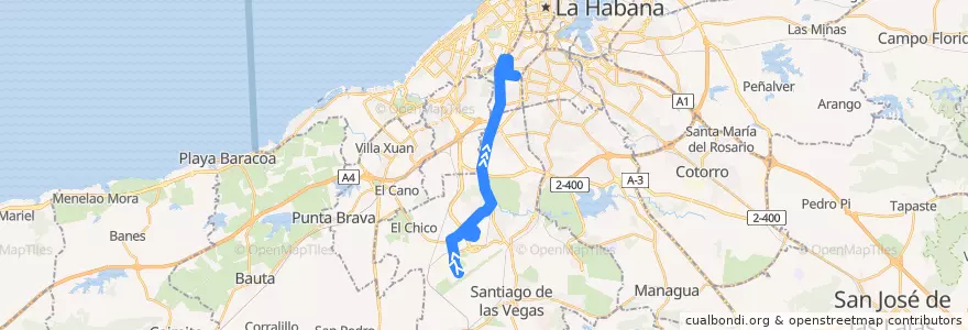Mapa del recorrido Ruta A81 Wajay => Cerro de la línea  en La Habana.