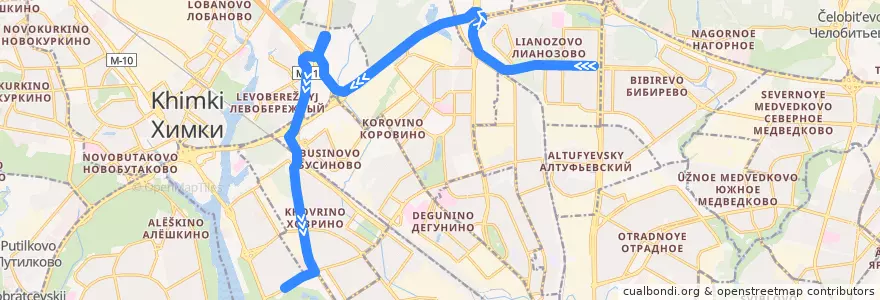 Mapa del recorrido Автобус 559: Метро «Алтуфьево» => Метро «Речной вокзал» de la línea  en Distrito federal Central.