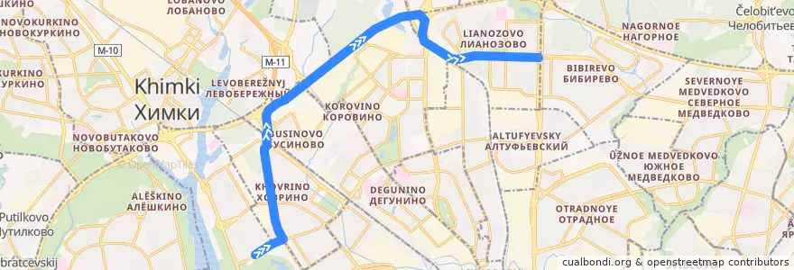 Mapa del recorrido Автобус 559: Метро «Речной вокзал» => Метро «Алтуфьево» de la línea  en Москва.