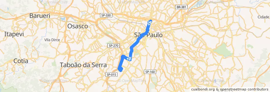 Mapa del recorrido 7600-10 Berrini de la línea  en São Paulo.