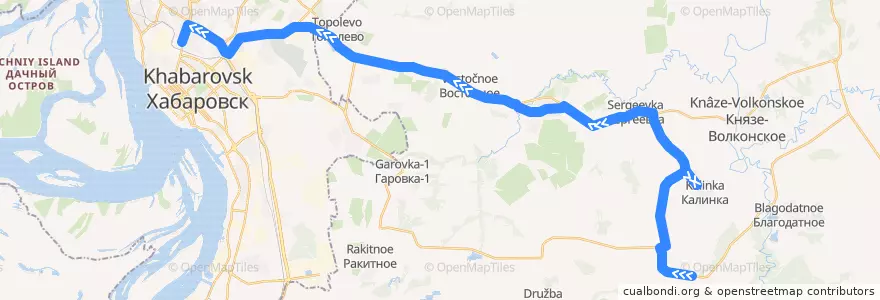 Mapa del recorrido Автобус 106: 10 участок - Автовокзал de la línea  en Krai de Khabarovsk.