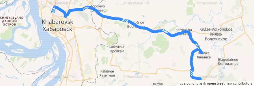 Mapa del recorrido Автобус 106: Автовокзал - 10 участок de la línea  en Khabarovsk Krai.