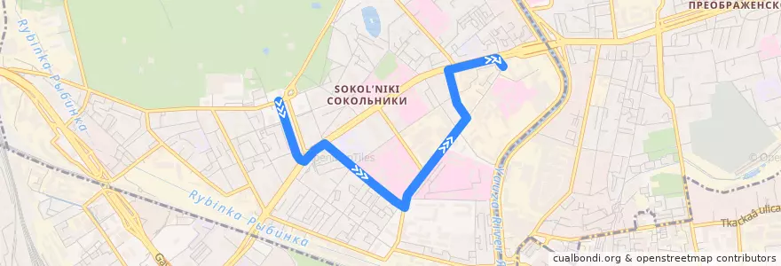Mapa del recorrido Автобус 975: метро Сокольники - МГУПИ de la línea  en район Сокольники.