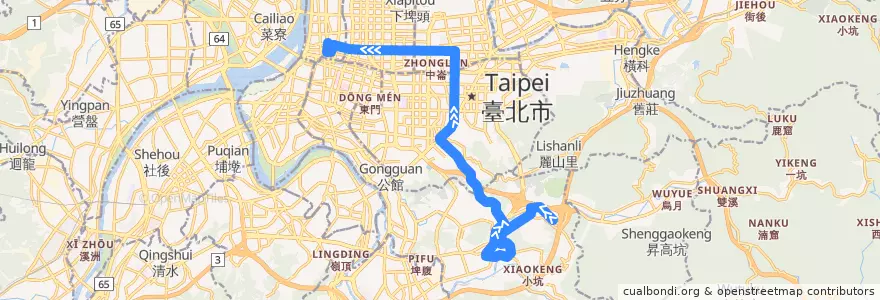 Mapa del recorrido 臺北市 282 動物園-圓環 (往圓環) de la línea  en Taipé.