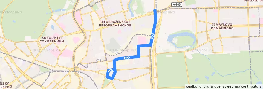 Mapa del recorrido Автобус 469к: Метро "Семёновская" - Метро "Черкизовская" de la línea  en район Соколиная Гора.