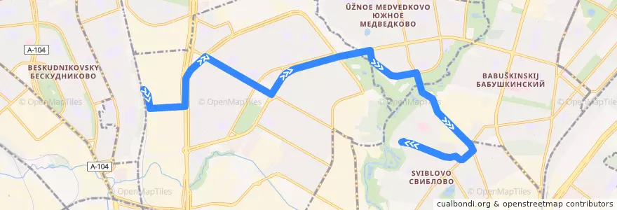 Mapa del recorrido Автобус 380: Платформа Дегунино => Проезд Русанова de la línea  en Северо-Восточный административный округ.