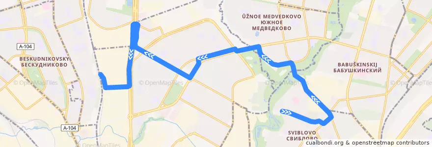 Mapa del recorrido Автобус 380: Проезд Русанова => Платформа Дегунино de la línea  en North-Eastern Administrative Okrug.
