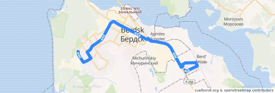 Mapa del recorrido Автобус 6: посёлок Вега (ЖСК Юго-Восточный) – Торговый центр de la línea  en городской округ Бердск.