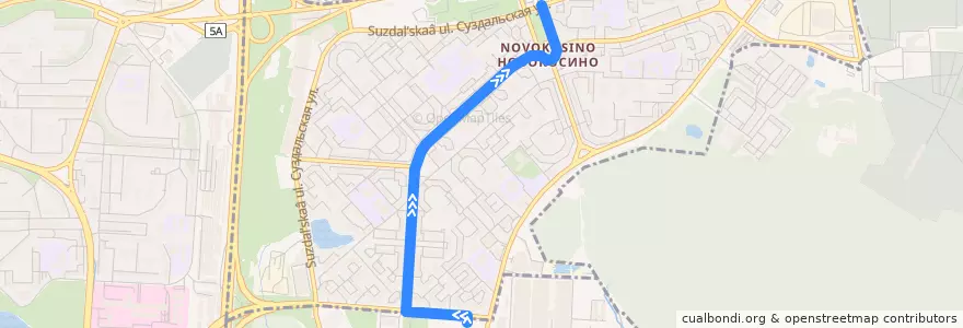 Mapa del recorrido Автобус 21к: 3-й микрорайон Новокосина - метро "Новокосино" de la línea  en Восточный административный округ.