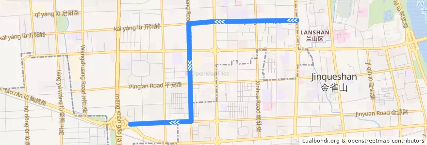 Mapa del recorrido 81路 de la línea  en 银雀山街道.