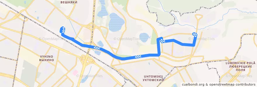 Mapa del recorrido Автобус 417: 4-й микрорайон Кожухова - метро Выхино de la línea  en Восточный административный округ.