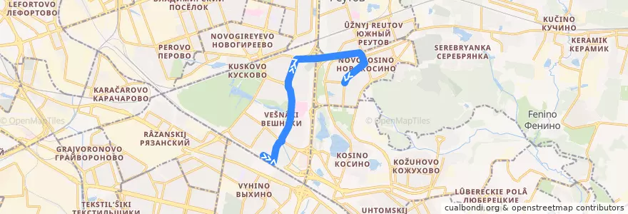 Mapa del recorrido Автобус 502: Метро "Выхино" - Новокосинская улица de la línea  en Eastern Administrative Okrug.