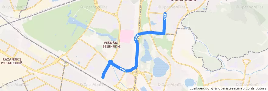 Mapa del recorrido Автобус 502: Новокосинская улица -Метро "Выхино" de la línea  en Восточный административный округ.