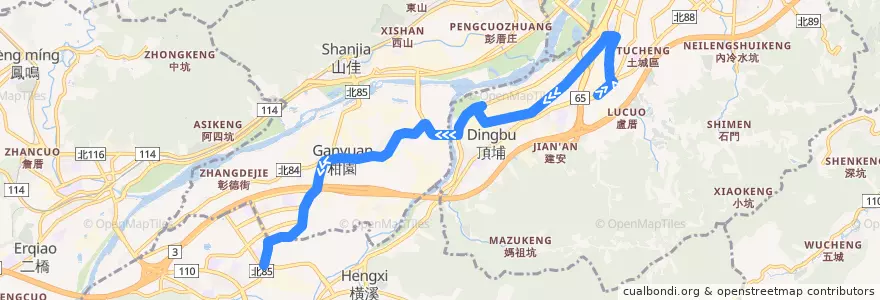 Mapa del recorrido 新北市 藍43 三峽-捷運永寧站(往三峽) de la línea  en 신베이 시.