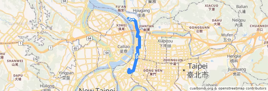 Mapa del recorrido 臺北市 9 社子國小-萬華 (往萬華) de la línea  en Taipé.
