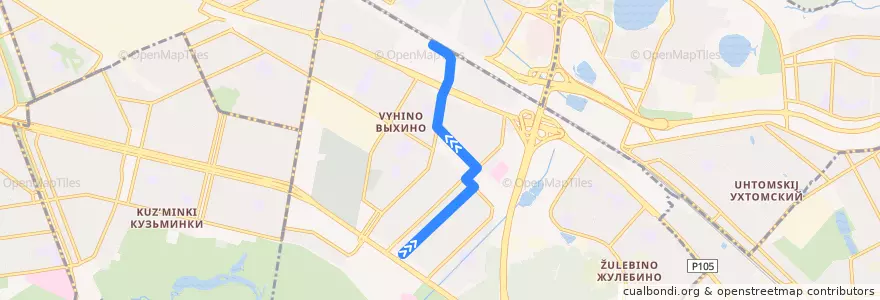 Mapa del recorrido Автобус 410: Самаркандский бульвар - Метро "Выхино" de la línea  en район Выхино-Жулебино.