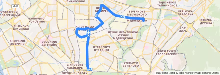 Mapa del recorrido Автобус 353: Метро «Владыкино» => Метро «Медведково» de la línea  en Северо-Восточный административный округ.