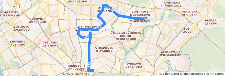 Mapa del recorrido Автобус 353: Метро «Медведково» => Метро «Владыкино» de la línea  en Северо-Восточный административный округ.