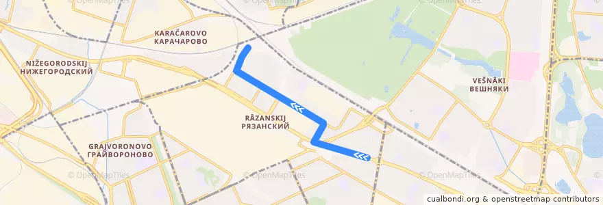 Mapa del recorrido Автобус 51к: Платформа Чухлинка - Метро "Рязанский проспект" de la línea  en Рязанский район.