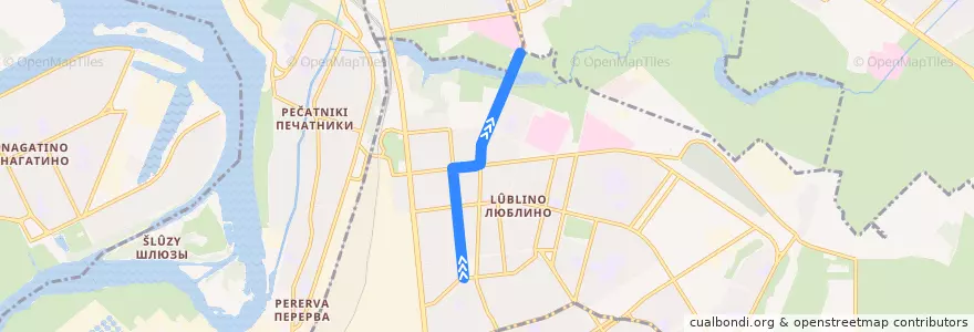 Mapa del recorrido Автобус 312: Совхозная улица - Метро "Волжская" de la línea  en район Люблино.
