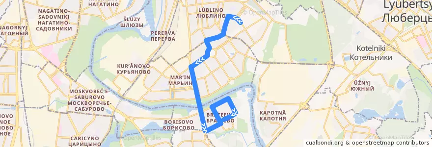 Mapa del recorrido Автобус 326: ТЦ Москва - Метро Алма-Атинская de la línea  en Moscow.