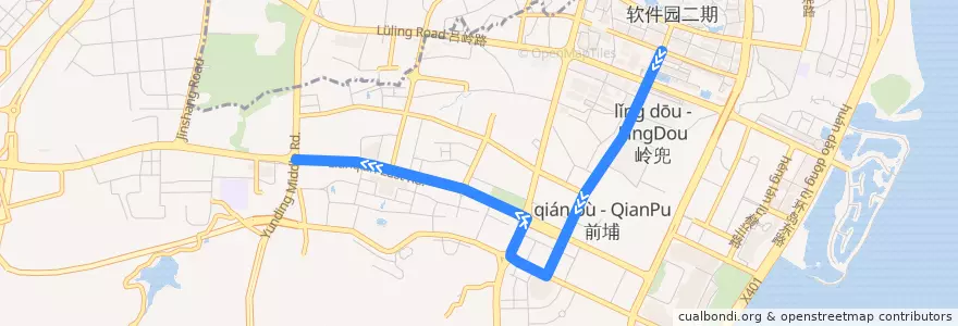 Mapa del recorrido bus 47 de la línea  en 思明区.