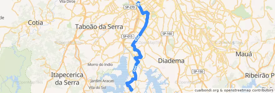 Mapa del recorrido 637J-10 Vila São José de la línea  en São Paulo.
